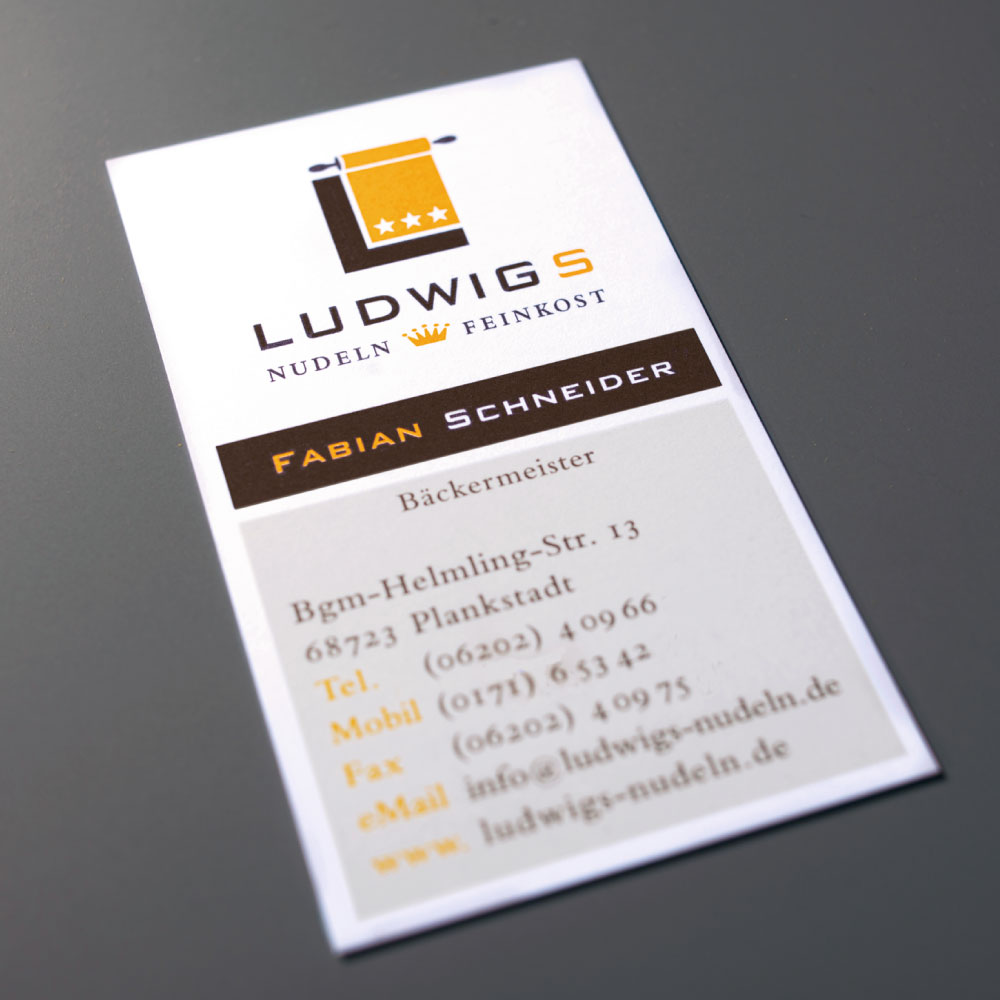 Corporate design für Start-up Unternehmen Beispiel von Ludwigs Nudeln und Feinkost