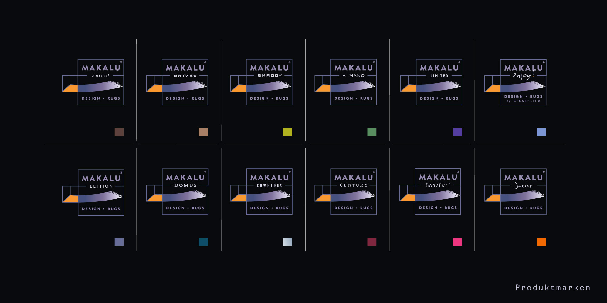 Logodesign Varianten Logodesign Varianten für das Markensystem von Makalu Design Rugs